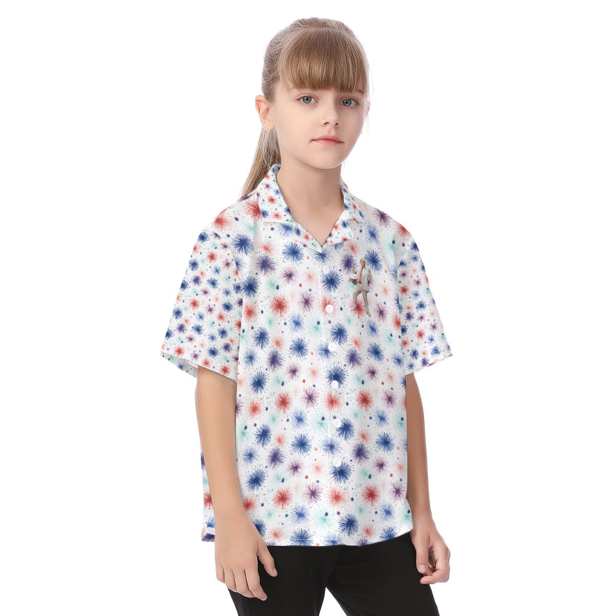 Dancing Donald Trump, Fireworks, Kid's Hawaiian Vacation Shirt