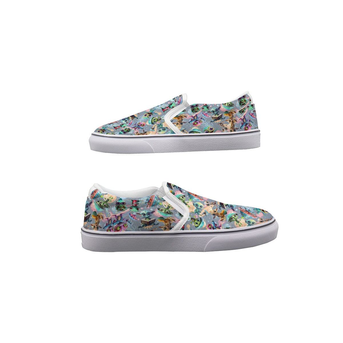 6 Alien Designs, Kids Slip On Canvas Sneakers, Slip On Shoes, No Touch Shoes