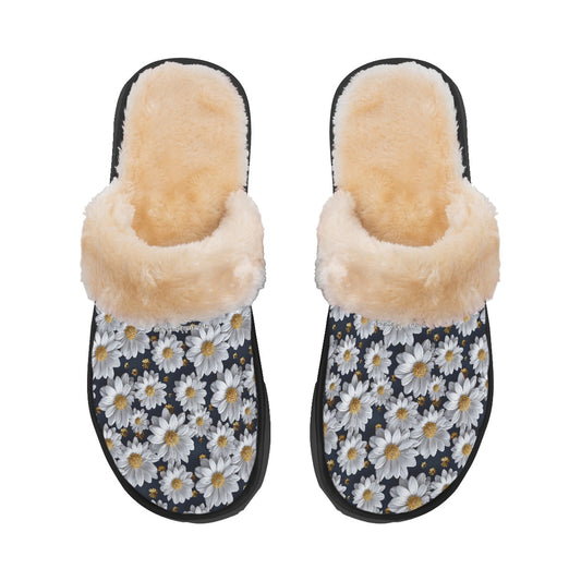 10 Beautiful Flower Designs, Women’s Plush, Fluffy Slippers