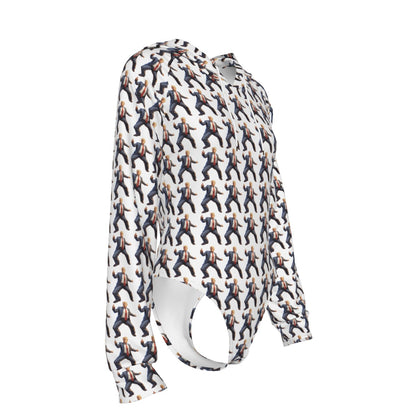 All-Over Print Women's Raglan Sleeve Hooded Bodysuit