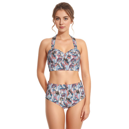 8 Patriot Design, Women’s Bikini Halter Swimsuit, Two Piece Set