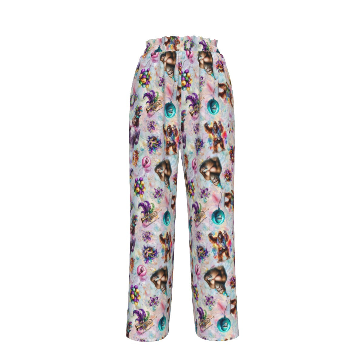 10 Bigfoot / Sasquatch Designs, Women’s Faux Silk Wide-Leg Pants