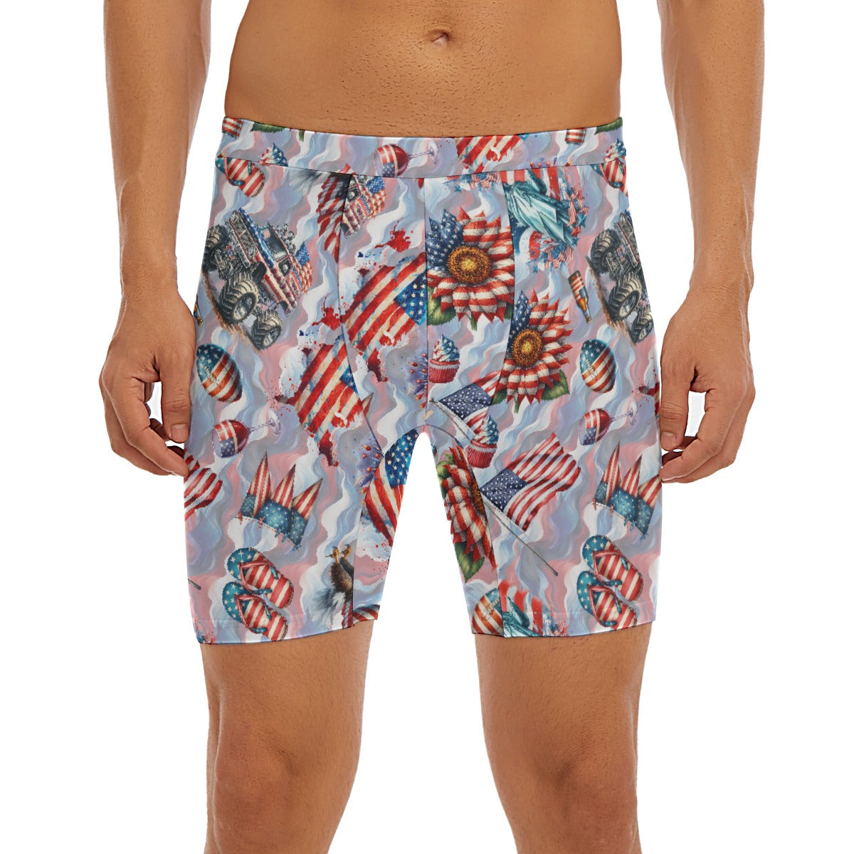 8 Patriotic Designs, Men’s Long Boxer Briefs