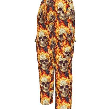 Flaming Skulls, Men’s Cargo Pants w/ Pockets