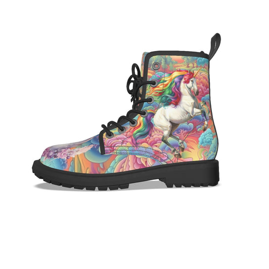 Rainbow & Unicorn, Women's Martin Short Boots With Black Bottom
