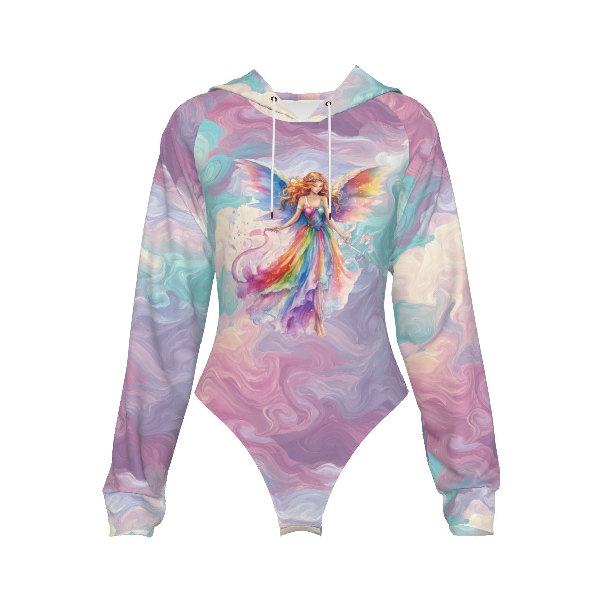 Rainbow Fairy, Women's Raglan Sleeve Hooded Bodysuit