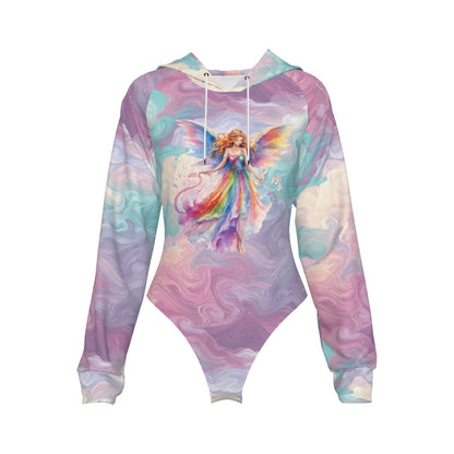 Rainbow Fairy, Women's Raglan Sleeve Hooded Bodysuit