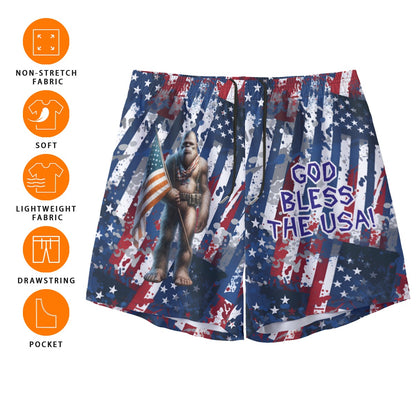 Patriotic Sasquatch, Men’s Sports, Pocketed Shorts