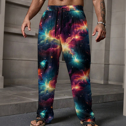 12 Galaxy / Space Designs, Men’s Loose Casual Pants W/ Pocket