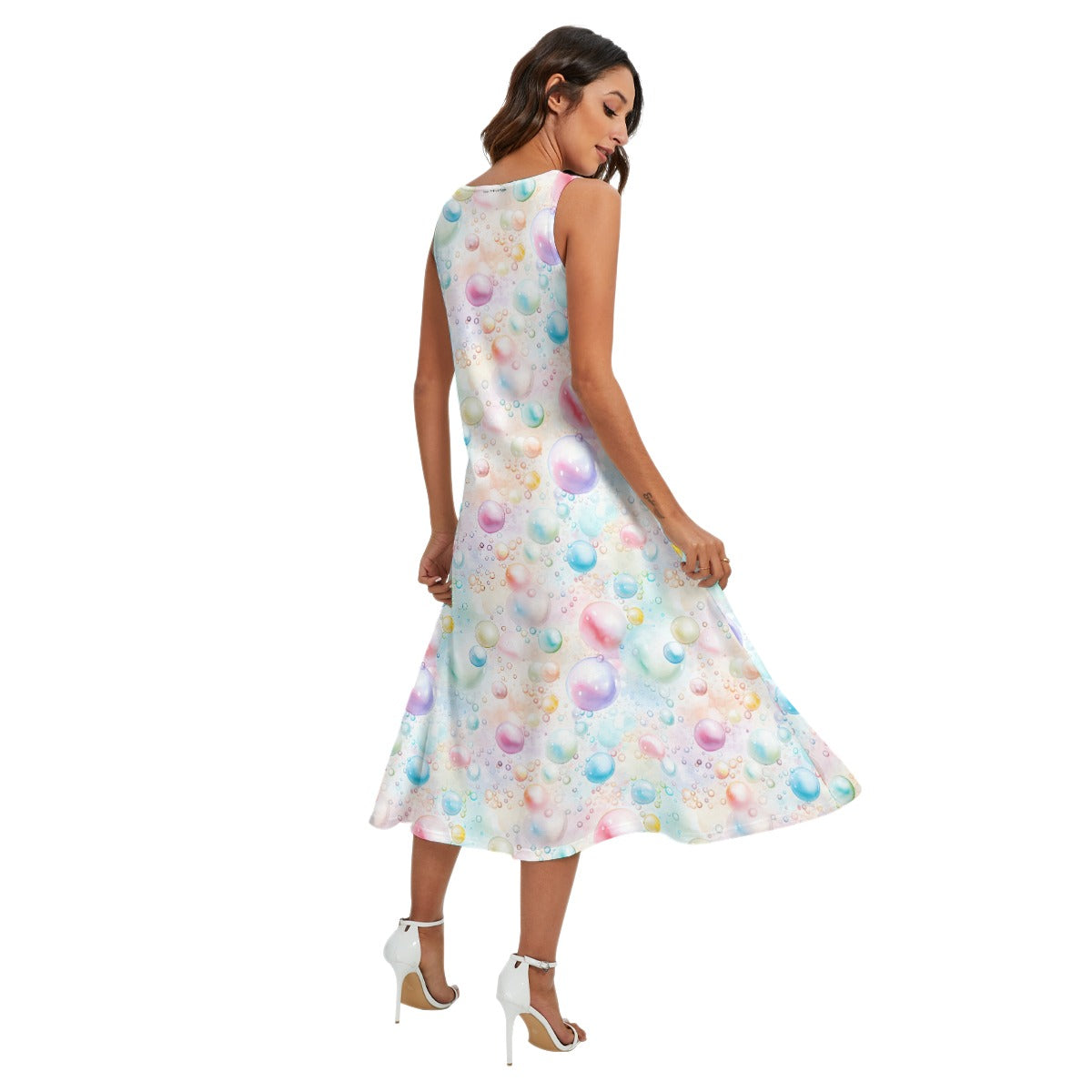 Angel on Bubbles Women’s Sleeveless Dress With Diagonal Pockets