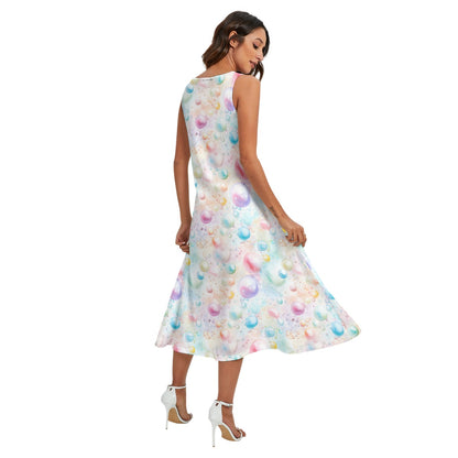Angel on Bubbles Women’s Sleeveless Dress With Diagonal Pockets