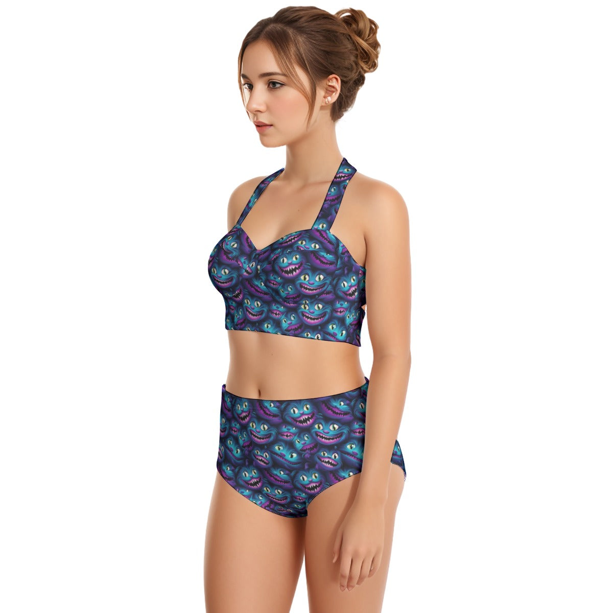 Cheshire Cat Designs, Women’s Bikini Halter Swimsuit, Two Piece Set