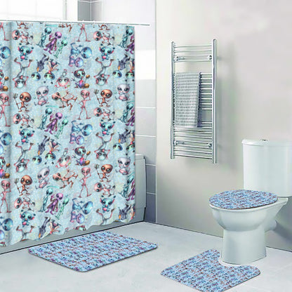6 Alien Designs, 4 Piece Bathroom Set - 4 Sizes