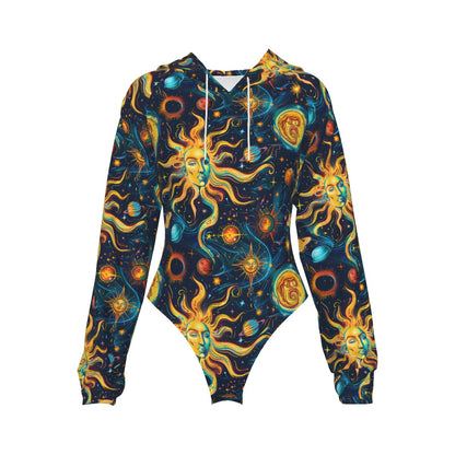 Sun and Moon, Women's Raglan Sleeve Hooded Bodysuit
