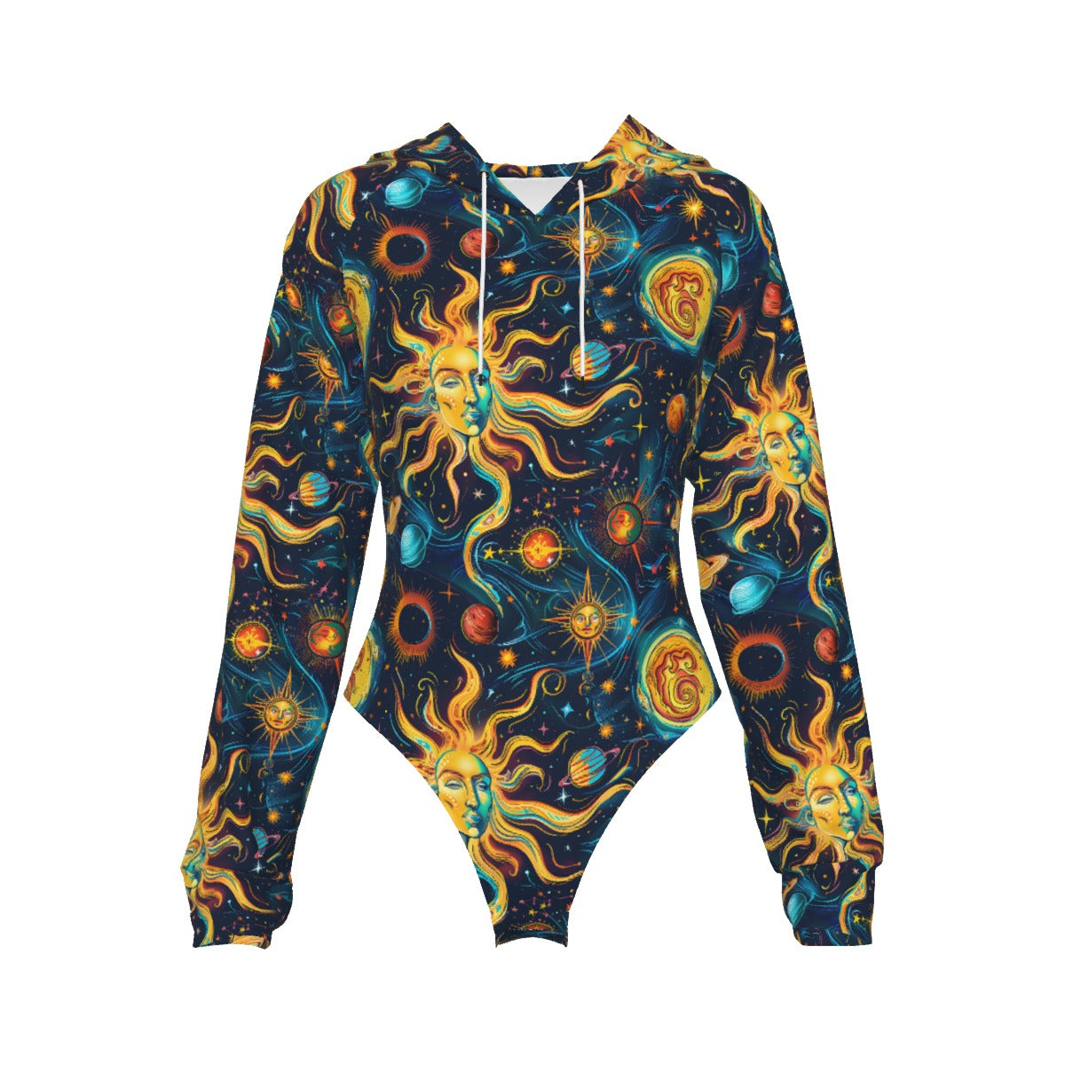 Suns & Moons, Women's Raglan Sleeve Hooded Bodysuit