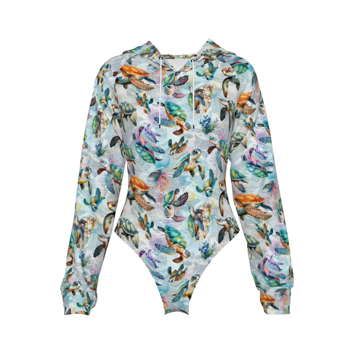 10 Animal Designs, Women's Raglan Sleeve Hooded Bodysuit