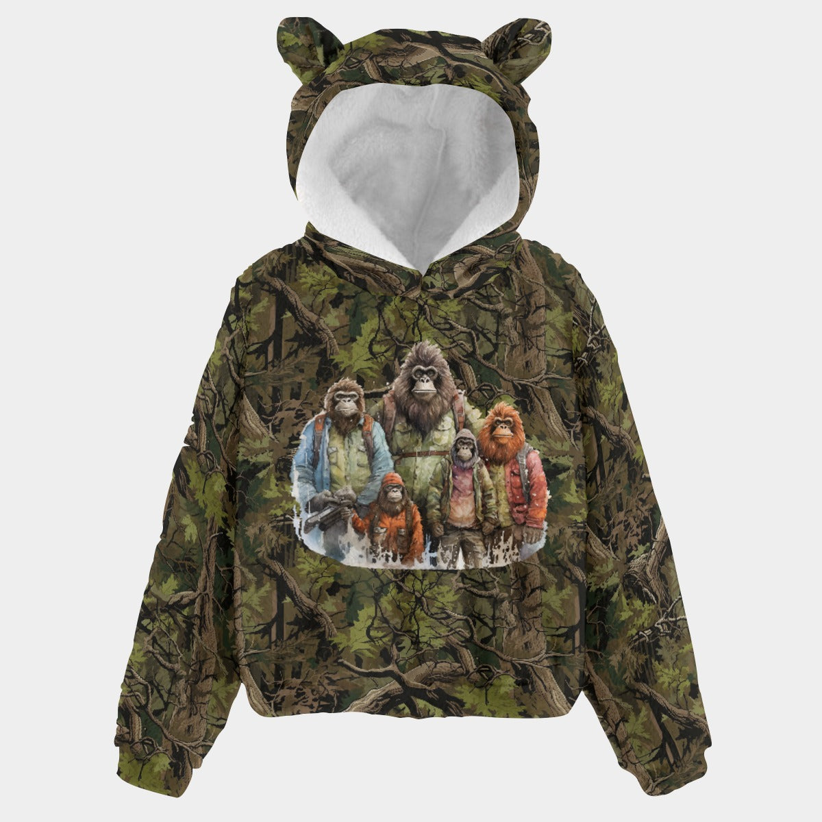 Bigfoot / Sasquatch Family, Kid’s Borg Fleece Sweatshirt With Ears