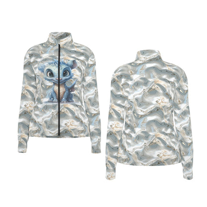 Baby Dragon on Silver Water, Women’s Long Sleeve Thumbhole Jacket