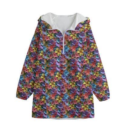 10 Beautiful Flower Designs, Adult Windbreaker Long Jacket