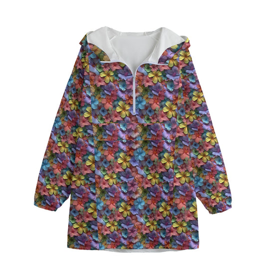 10 Beautiful Flower Designs, Adult Windbreaker Long Jacket