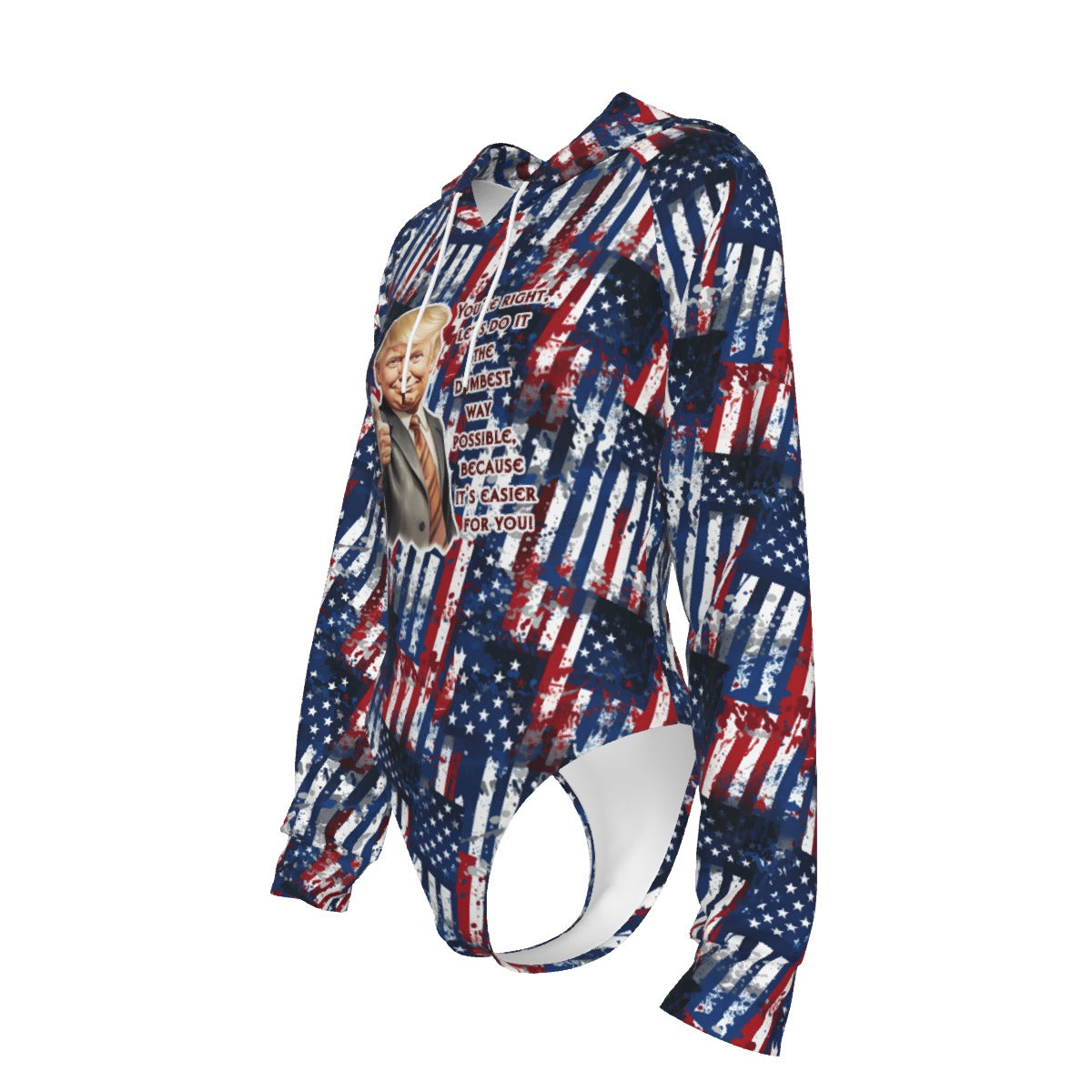 Donald Trump, "You're right...", Women's Raglan Sleeve Hooded Bodysuit