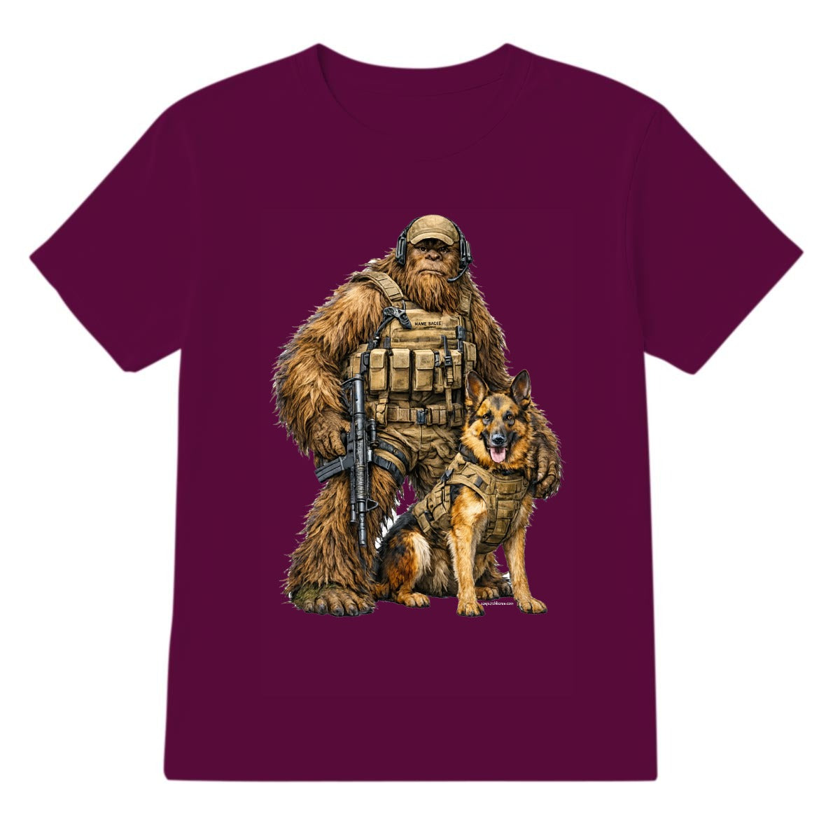 Bigfoot Sasquatch Soldier & Dog, Gildan 5000 T-Shirt