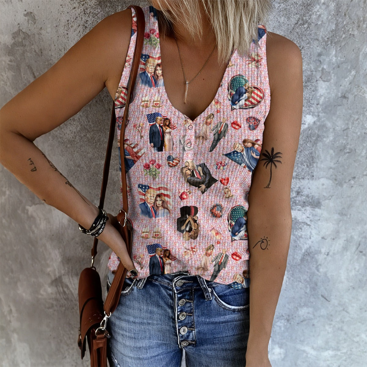 10 Designs, Trump, Women's Button Vest