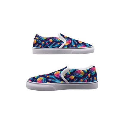 12 Outer Space Designs, Kids Slip On Canvas Sneakers, Slip On Shoes, No Touch Shoes