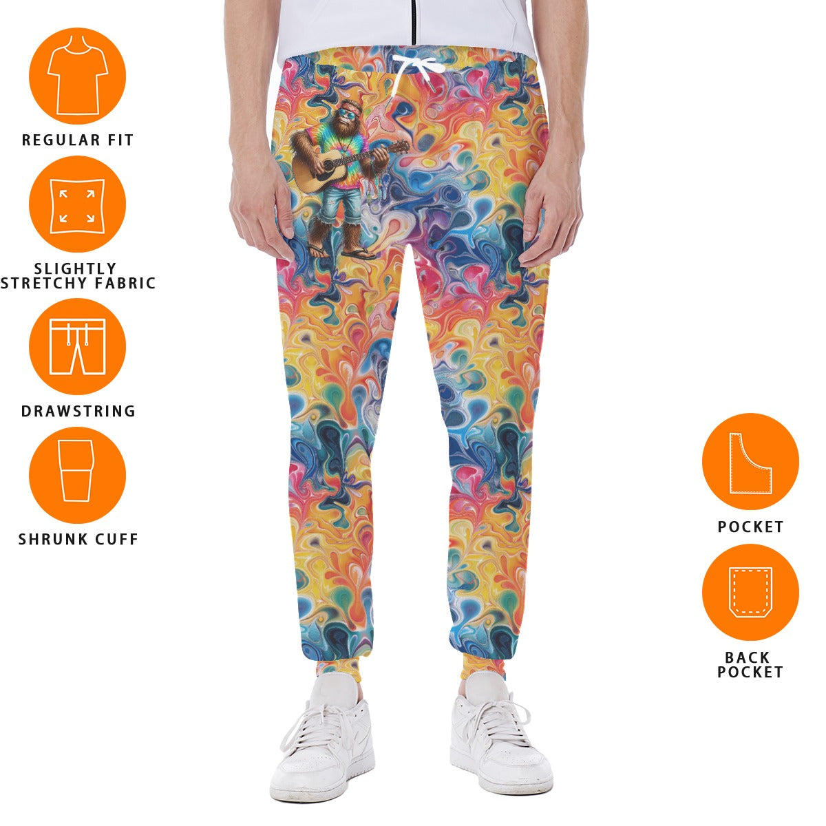 Hippie Bigfoot / Sasquatch, Men’s Sweatpants w/ Back Pocket