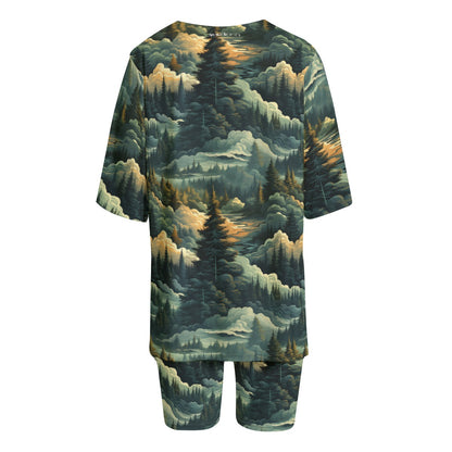 Bigfoot, Sasquatch Heart Hands, Women’s 2 Piece T Shirt Set With Short Sleeve