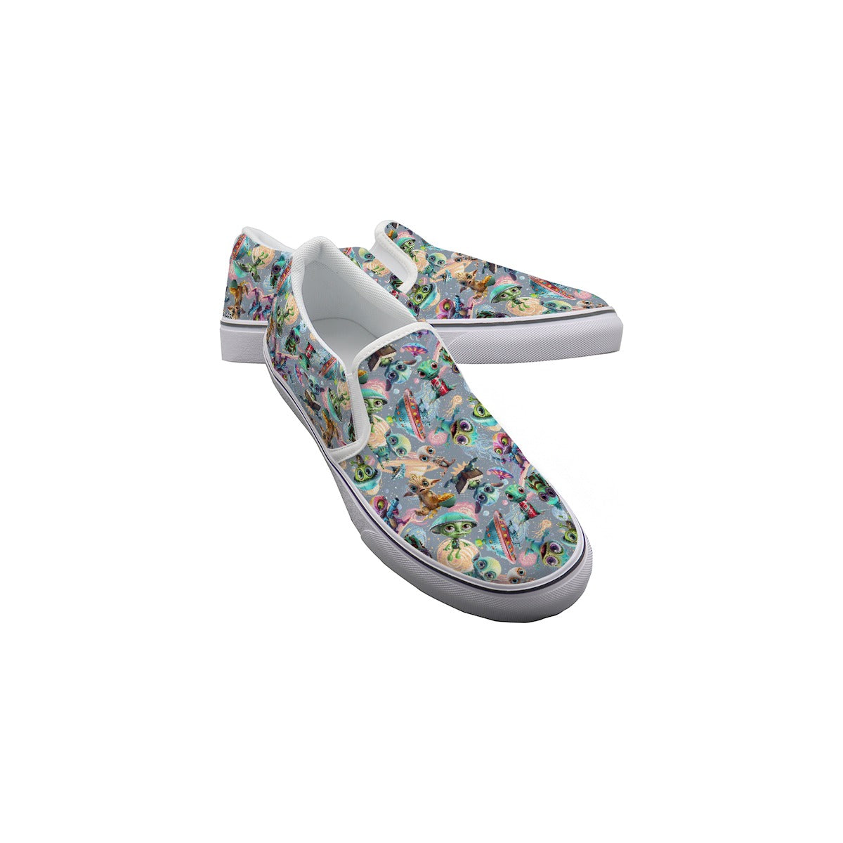 6 Alien Designs, Kids Slip On Canvas Sneakers, Slip On Shoes, No Touch Shoes