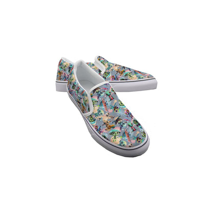 6 Alien Designs, Kids Slip On Canvas Sneakers, Slip On Shoes, No Touch Shoes