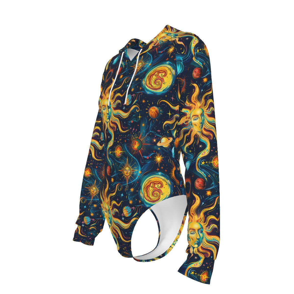 Sun and Moon, Women's Raglan Sleeve Hooded Bodysuit