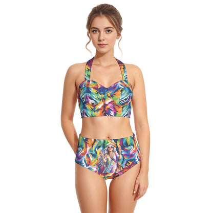Old Hippie Lady, Women’s Bikini Halter Swimsuit, Two Piece Set