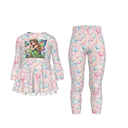 Fairy, Girls 2 Piece Casual Suit, Outfit with Ruffle Shirt