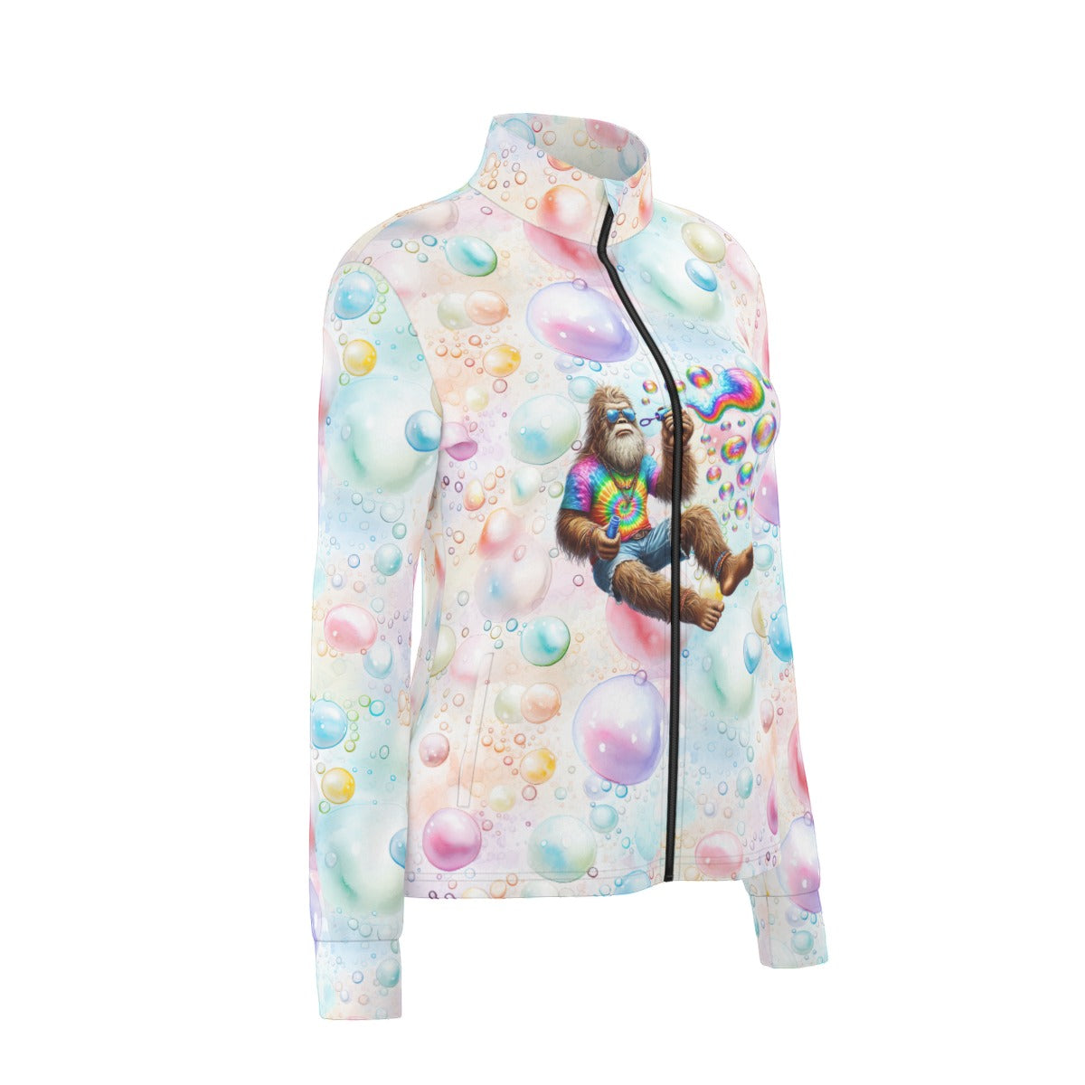 Bigfoot / Sasquatch Blowing Bubbles, Women’s Long Sleeve Thumbhole Jacket