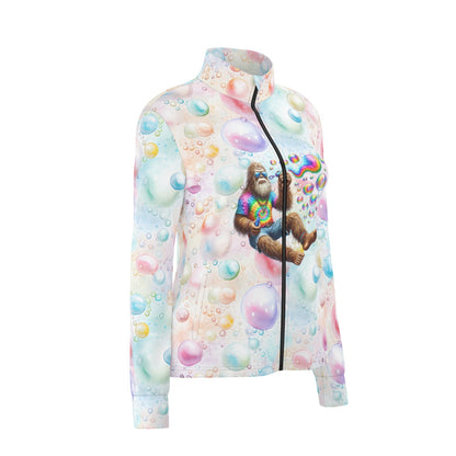 Bigfoot / Sasquatch Blowing Bubbles, Women’s Long Sleeve Thumbhole Jacket