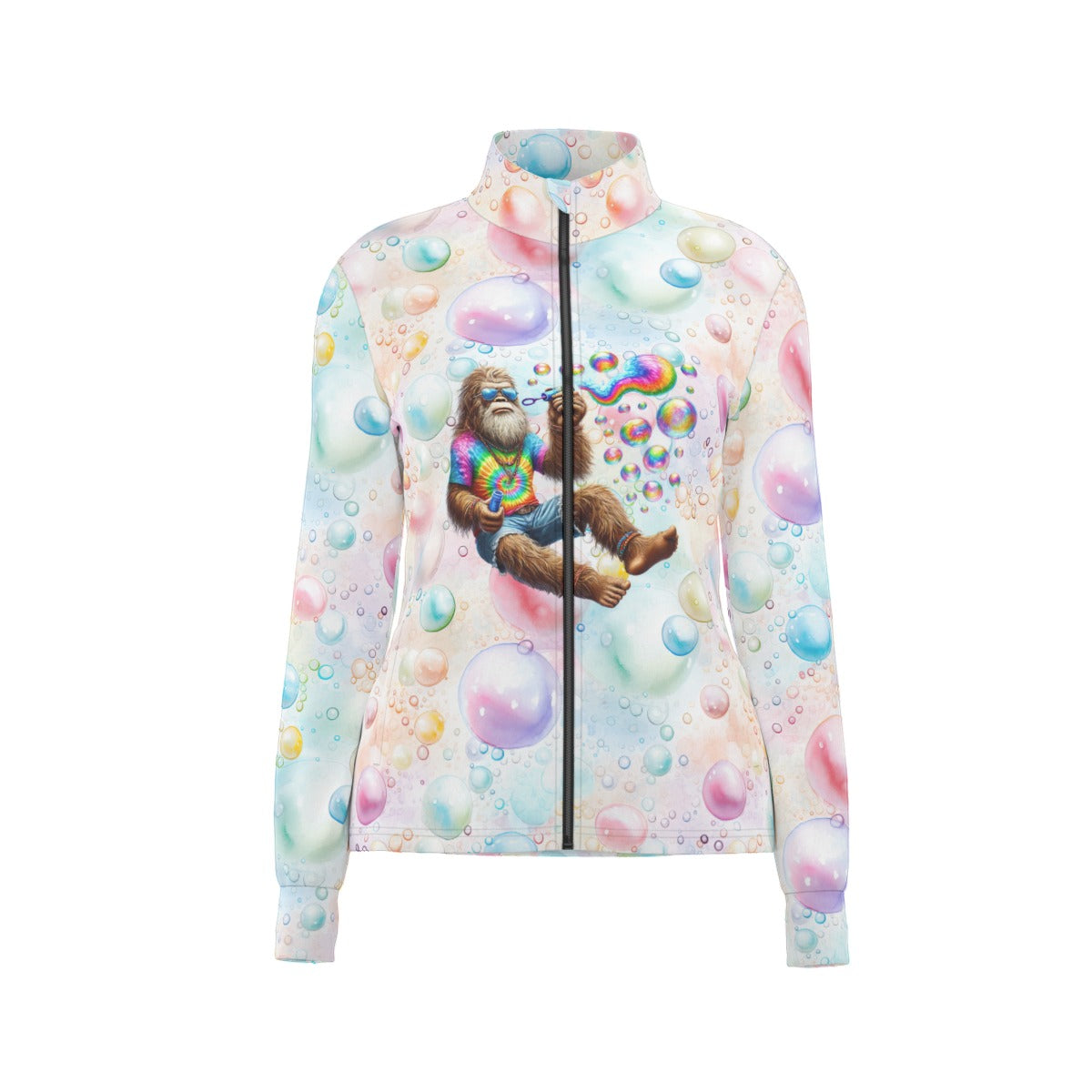 Bigfoot / Sasquatch Blowing Bubbles, Women’s Long Sleeve Thumbhole Jacket