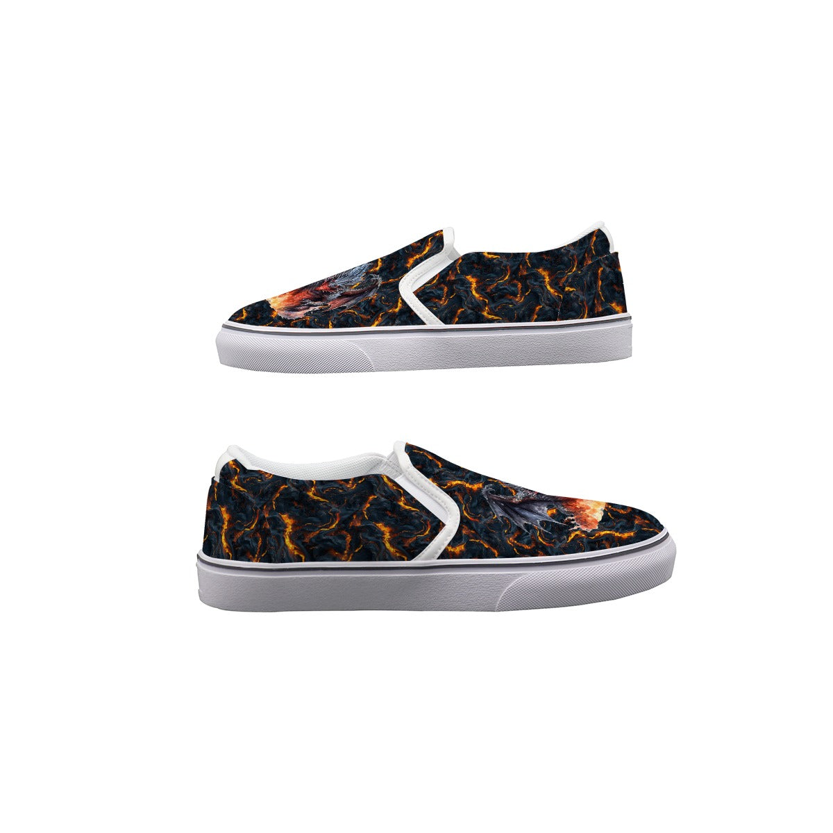 Dragon Design, Kids Slip On Canvas Sneakers, Slip On Shoes, No Touch Shoes