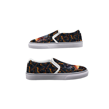 Dragon Design, Kids Slip On Canvas Sneakers, Slip On Shoes, No Touch Shoes