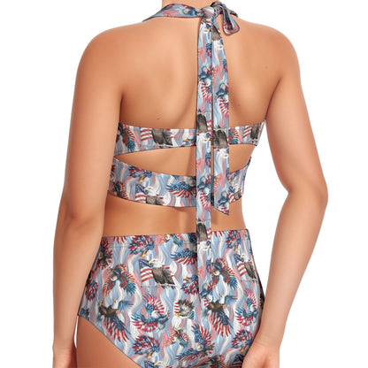 8 Patriot Design, Women’s Bikini Halter Swimsuit, Two Piece Set