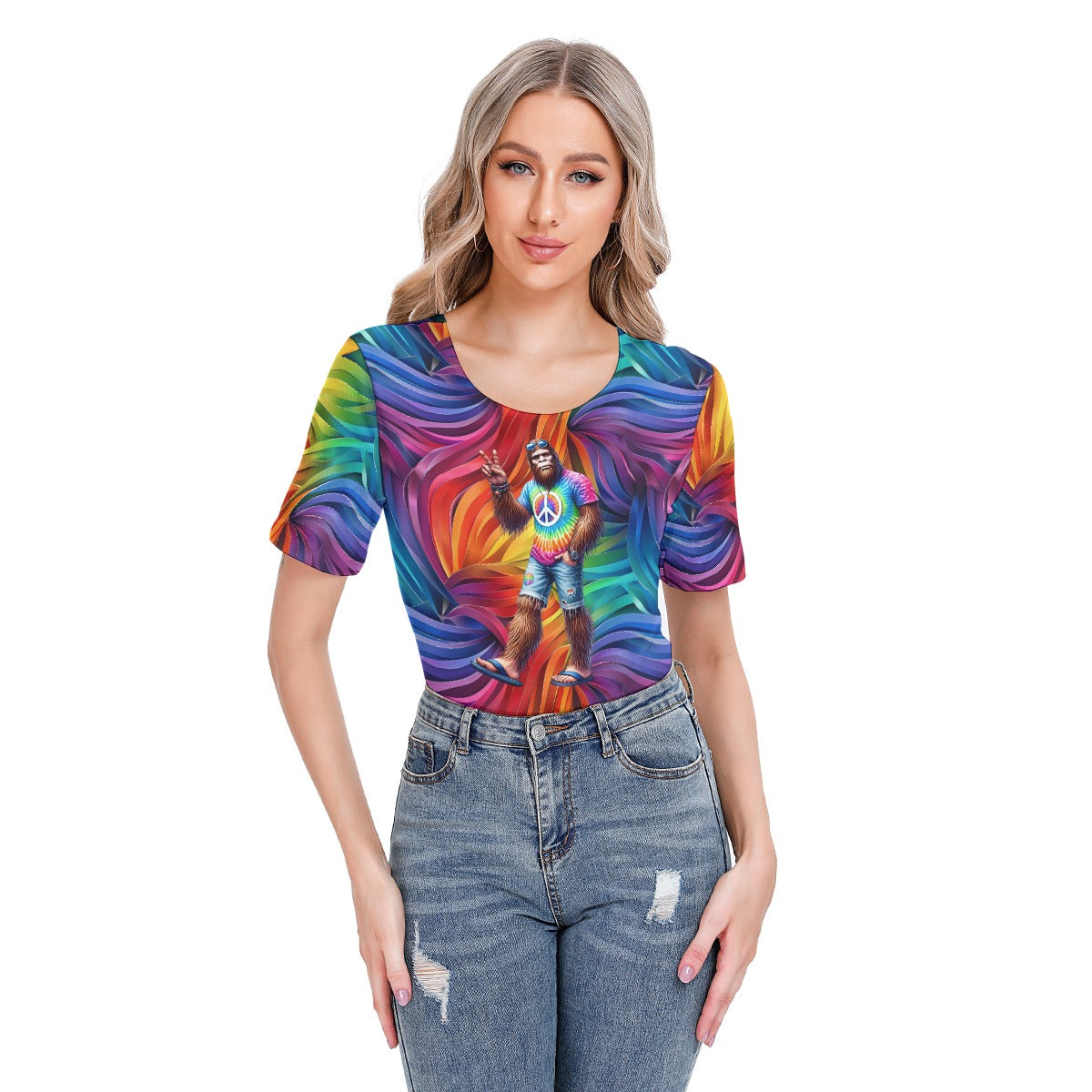 Hippie Bigfoot, Sasquatch, Women’s Short Sleeve Body Suits