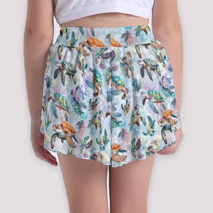 10 Animal Designs, Girls Sports Culottes, Butterfly Shorts w/ Pocket