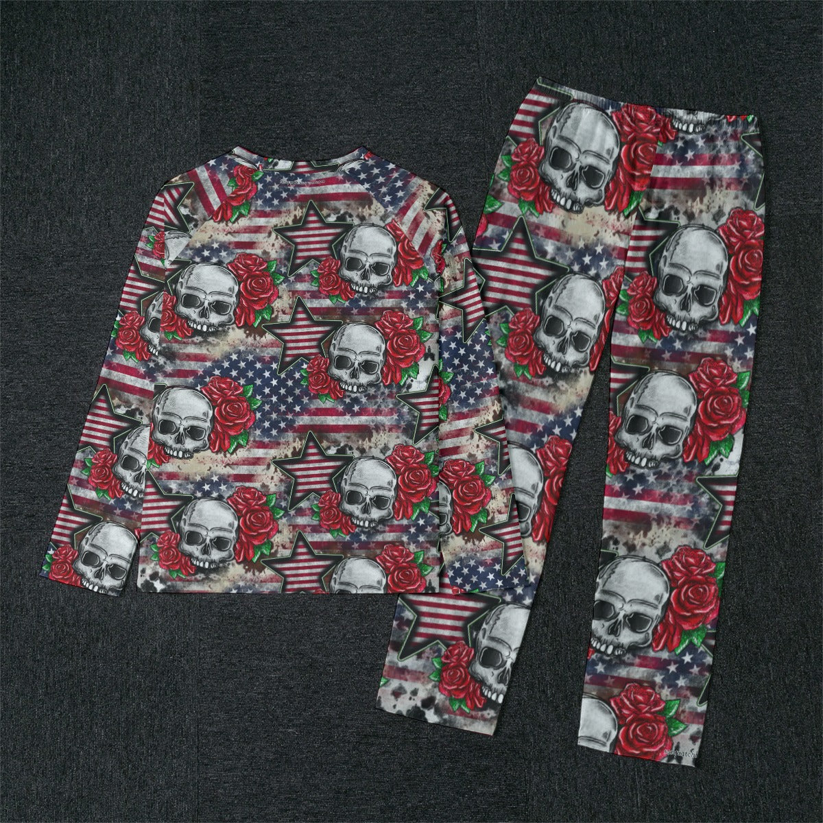 Patriot Skulls, Men’s Raglan Sleeve Pajamas with Wide Ankles