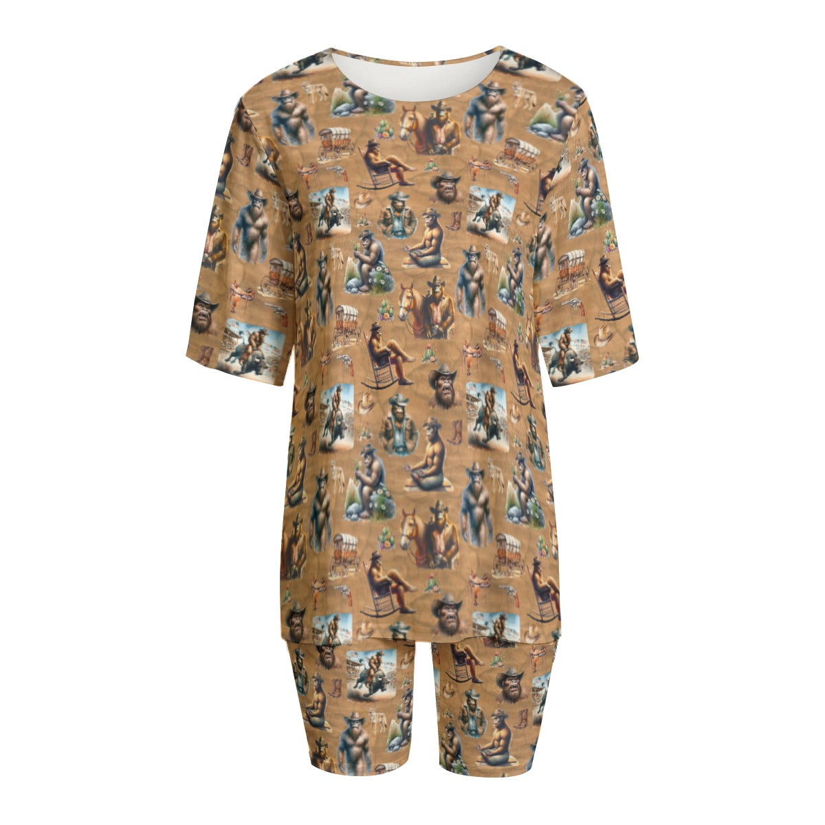 10 Bigfoot, Sasquatch Designs, Women’s 2 Piece T Shirt Set With Short Sleeve
