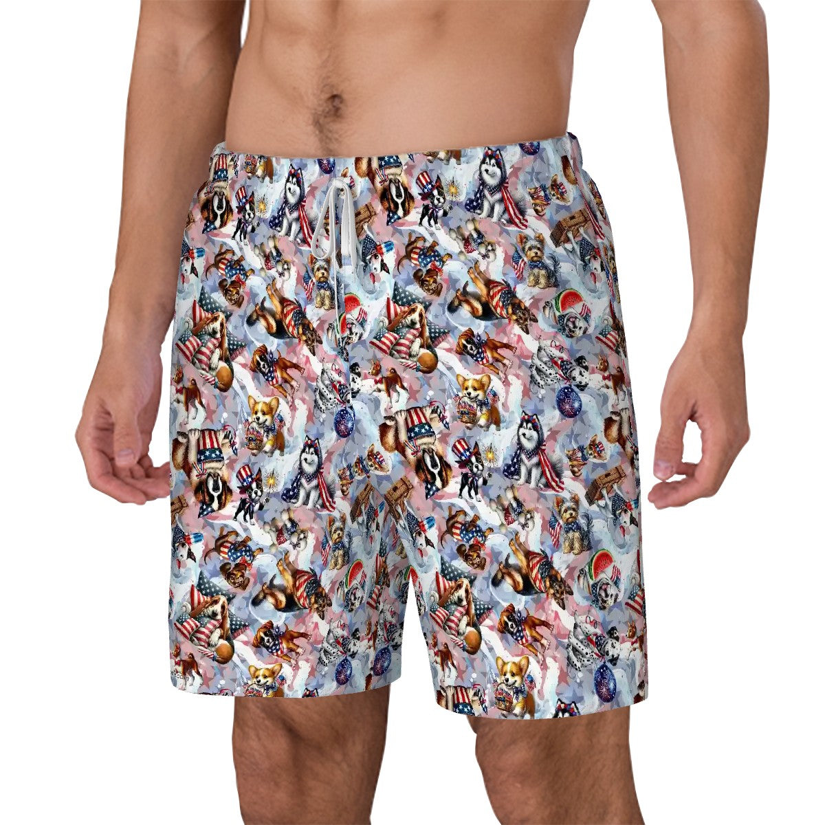 8 Patriotic Designs, Men Beach Shorts / Swim trunks with 4 Pockets