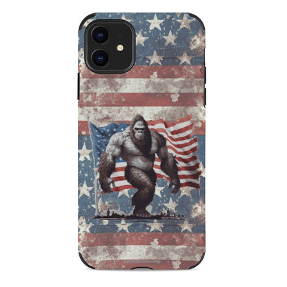 Bigfoot Sasquatch With Flag, Microfiber iPhone 11 Cases