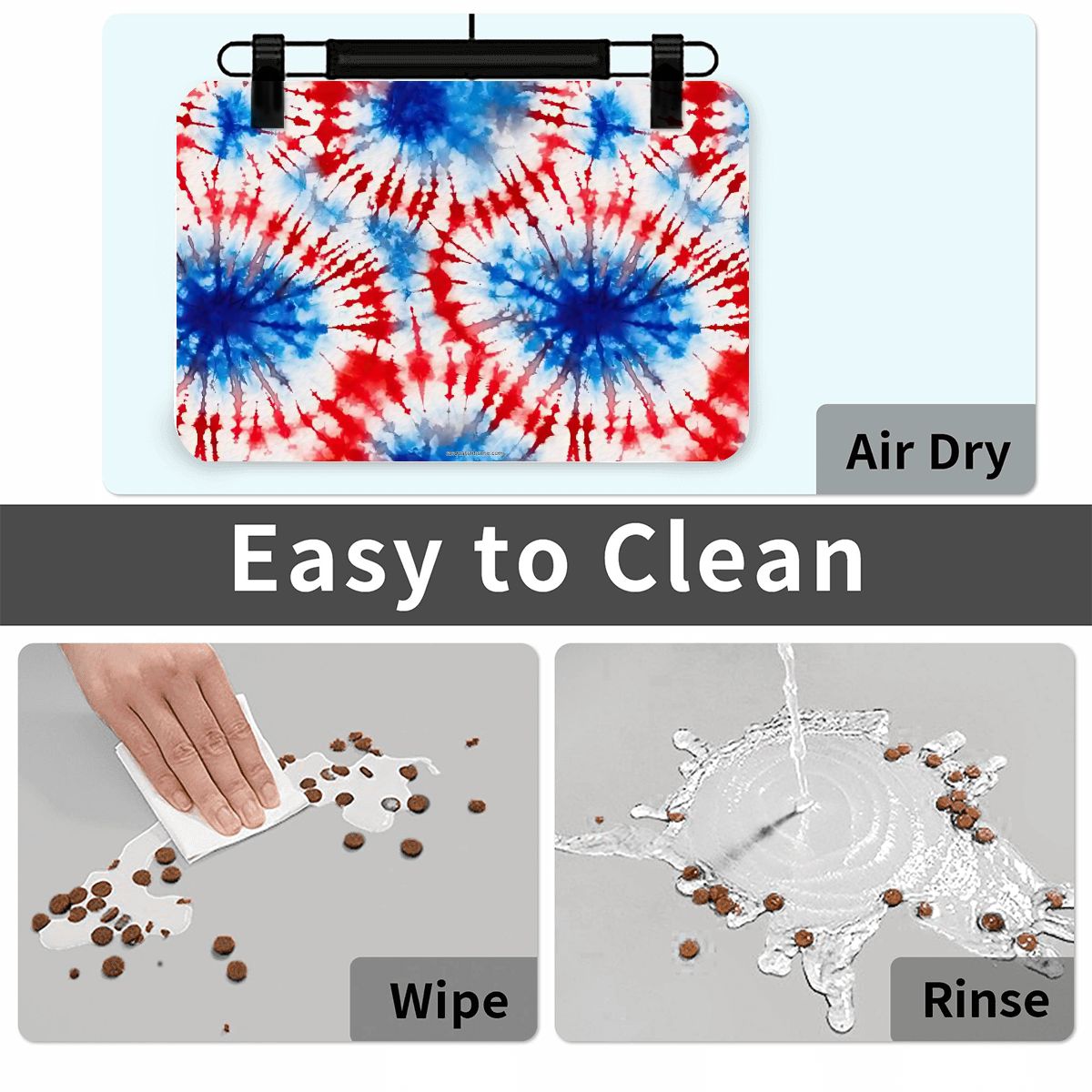 19 Tie Dye Designs, Waterproof Pet Food Mat