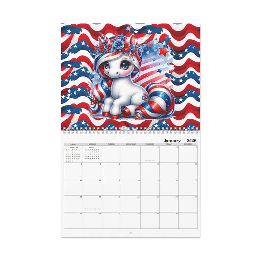 Patriot Unicorns 2026 8x11 inch Wall Calendar,  Personalize As Gift Home Decor, Gift for Holidays, Office Organization