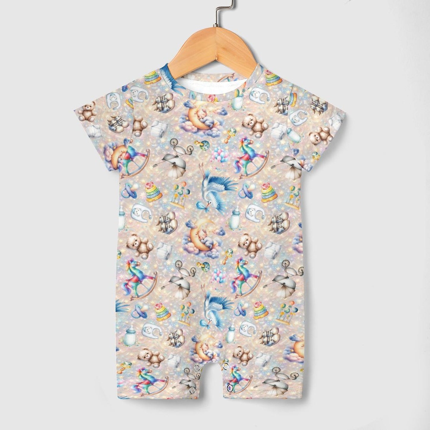 Welcome Baby, Faux Cotton Short Sleeve Baby Bodysuit Romper